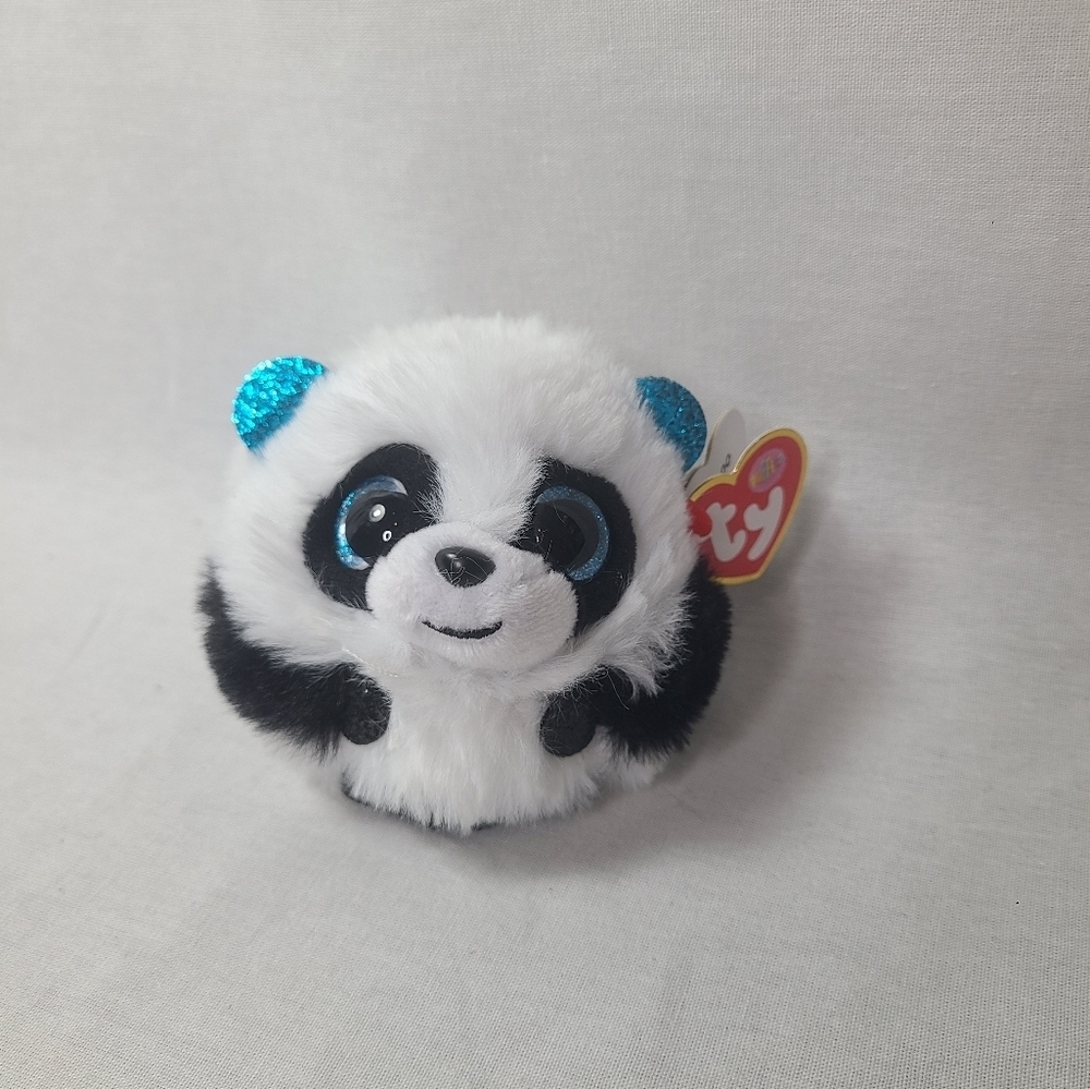 Ty Beanie Puffies Balls  "Bamboo the Panda"  NEW with tags  Birthday June 7th